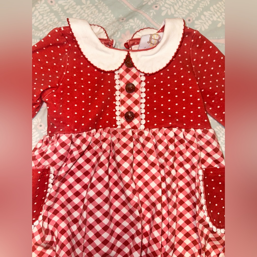 Red Polka Dot and Gingham Kids One Piece